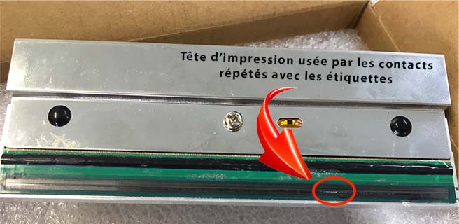 tête d'impression thermique endommagée