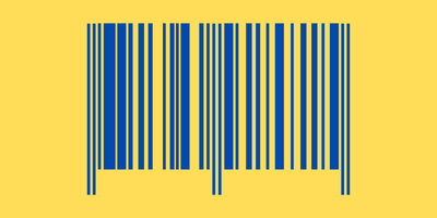 code barre de couleur bleu sur fond jaune
