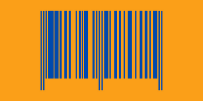 code barre de couleur bleu sur fond orange