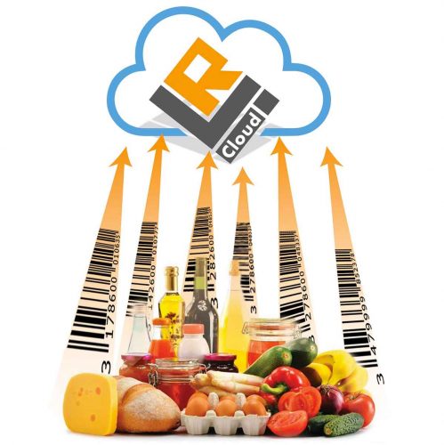 code-barres aliments monte vers cloud pour stockage